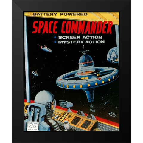 Space Commander Black Modern Wood Framed Art Print by Retrorocket