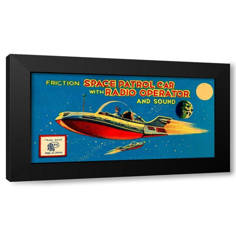 Space Patrol Car with Radio Operator Black Modern Wood Framed Art Print by Retrorocket