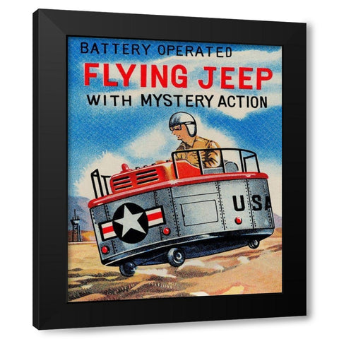 Battery Operated Flying Jeep with Mystery Action Black Modern Wood Framed Art Print with Double Matting by Retrorocket