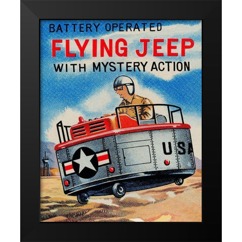 Battery Operated Flying Jeep with Mystery Action Black Modern Wood Framed Art Print by Retrorocket