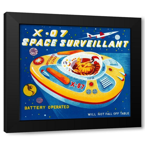 X-07 Space Surveillant II Black Modern Wood Framed Art Print by Retrorocket