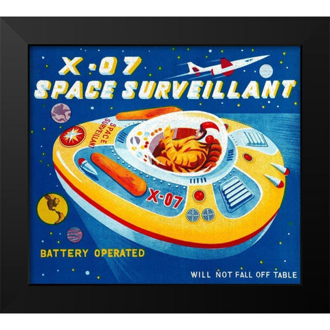X-07 Space Surveillant II Black Modern Wood Framed Art Print by Retrorocket