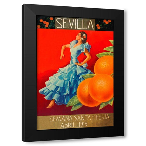 Sevilla - Fair Week Black Modern Wood Framed Art Print by Retrolabel
