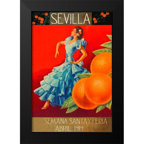 Sevilla - Fair Week Black Modern Wood Framed Art Print by Retrolabel