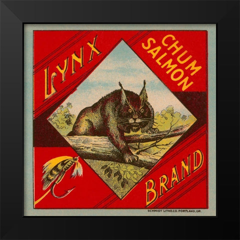 Lynx Brand Chum Salmon Black Modern Wood Framed Art Print by Retrolabel