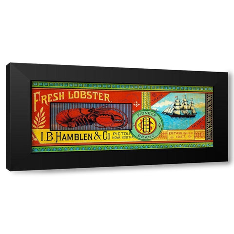 Pioneer Brand Fresh Lobster Black Modern Wood Framed Art Print with Double Matting by Retrolabel