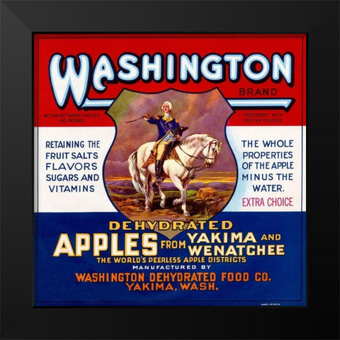 Washington Brand Dehydrated Apples Black Modern Wood Framed Art Print by Retrolabel