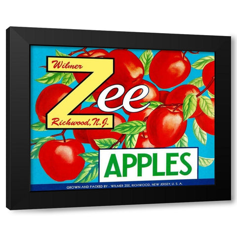 Zee Apples Black Modern Wood Framed Art Print by Retrolabel
