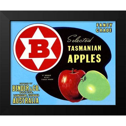 Fancy Grade Selected Tasmanian Apples Black Modern Wood Framed Art Print by Retrolabel