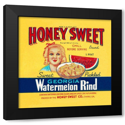 Honey Sweet Black Modern Wood Framed Art Print by Retrolabel