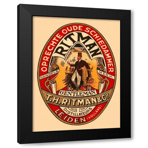 Gentleman Liquor Black Modern Wood Framed Art Print by Retrolabel