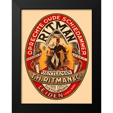 Gentleman Liquor Black Modern Wood Framed Art Print by Retrolabel