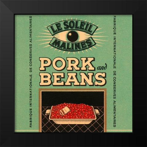 Le Soleil Malines - Pork and Beans Black Modern Wood Framed Art Print by Retrolabel