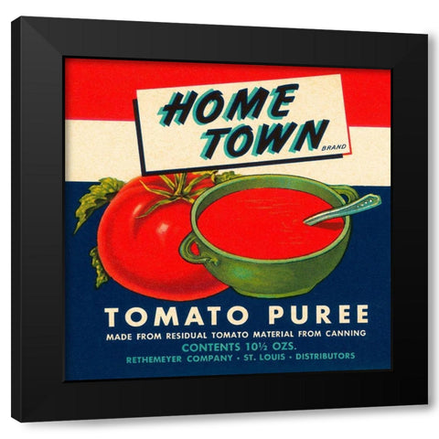 Home Town Brand Tomato Puree Black Modern Wood Framed Art Print with Double Matting by Retrolabel