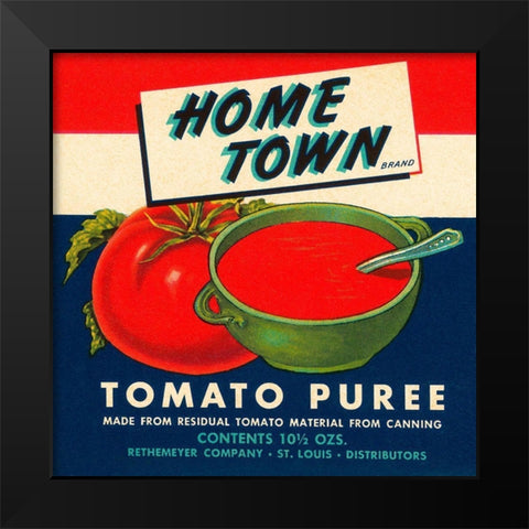 Home Town Brand Tomato Puree Black Modern Wood Framed Art Print by Retrolabel