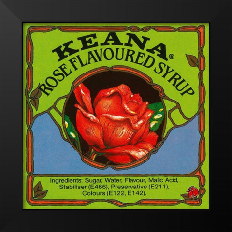 Keana Rose Flavoured Syrup Black Modern Wood Framed Art Print by Retrolabel