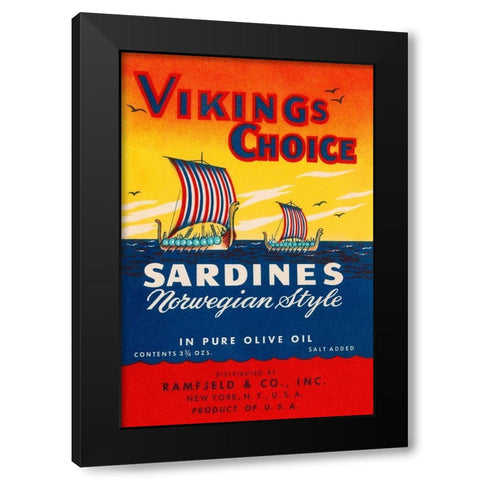 Vikings Choise Sardines Black Modern Wood Framed Art Print with Double Matting by Retrolabel