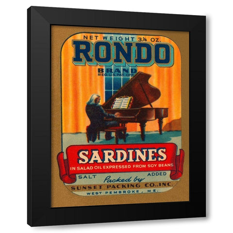 Rondo Brand Sardines Black Modern Wood Framed Art Print with Double Matting by Retrolabel