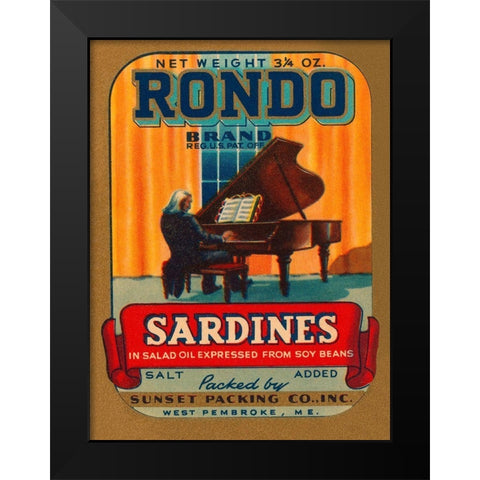 Rondo Brand Sardines Black Modern Wood Framed Art Print by Retrolabel