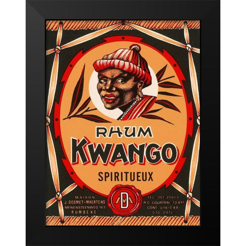 Rhum Kwango Black Modern Wood Framed Art Print by Retrolabel