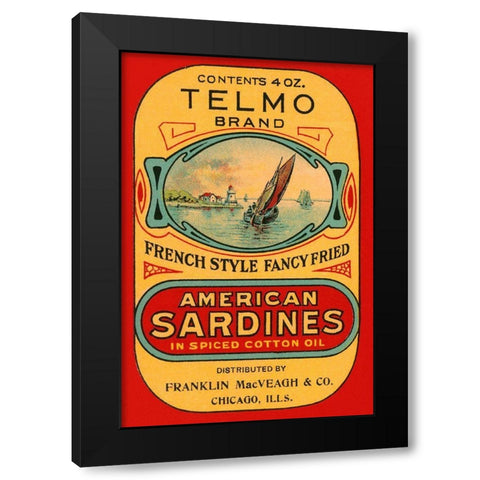 Telmo Brand American Sardines Black Modern Wood Framed Art Print by Retrolabel