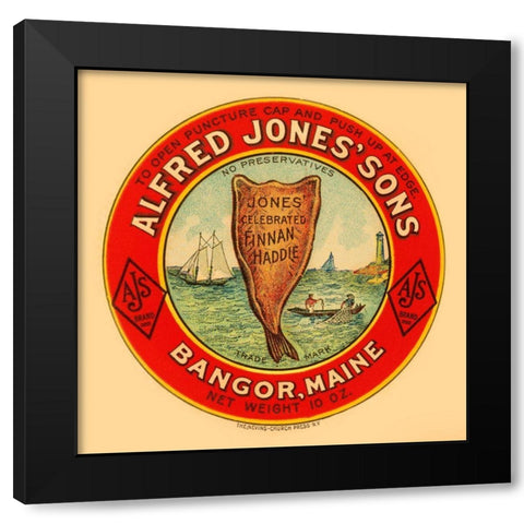 Jones Celebrated Finnan Haddie Black Modern Wood Framed Art Print by Retrolabel