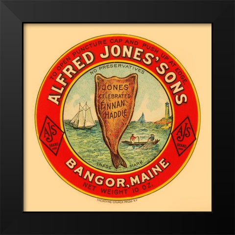 Jones Celebrated Finnan Haddie Black Modern Wood Framed Art Print by Retrolabel