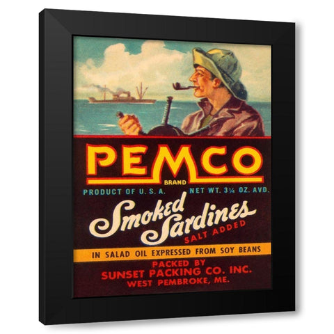 Remco Smoked Sardines Black Modern Wood Framed Art Print with Double Matting by Retrolabel