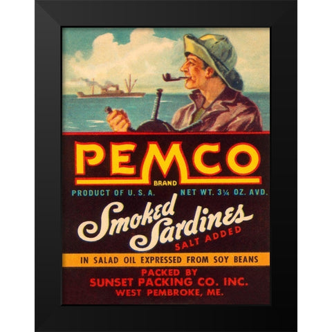 Remco Smoked Sardines Black Modern Wood Framed Art Print by Retrolabel