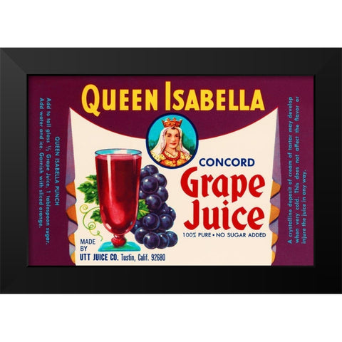 Queen Isabella Concord Grape Juice Black Modern Wood Framed Art Print by Retrolabel