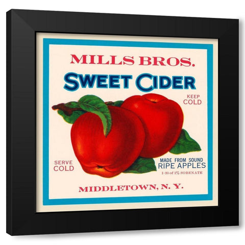 Mills Bros. Sweet Cider Black Modern Wood Framed Art Print by Retrolabel