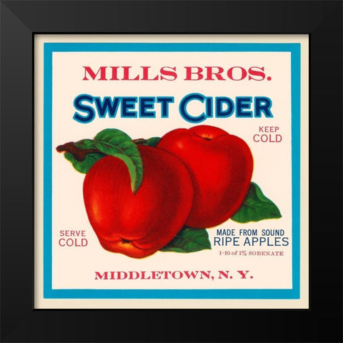 Mills Bros. Sweet Cider Black Modern Wood Framed Art Print by Retrolabel