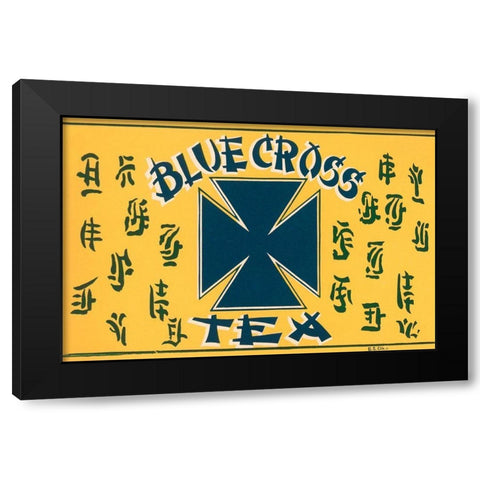 Blue Cross Tea Black Modern Wood Framed Art Print by Retrolabel
