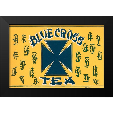 Blue Cross Tea Black Modern Wood Framed Art Print by Retrolabel
