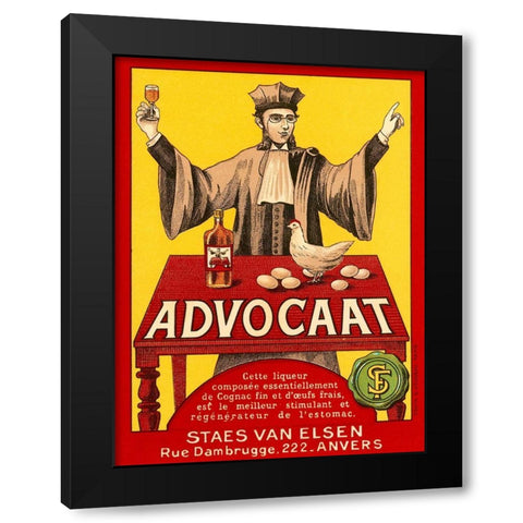 Advocat Black Modern Wood Framed Art Print by Retrolabel