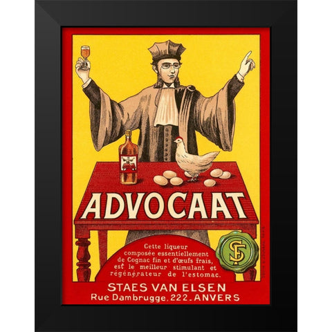 Advocat Black Modern Wood Framed Art Print by Retrolabel