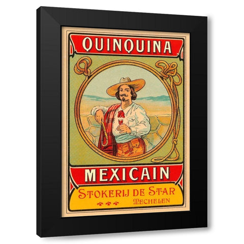 Quinquina Mexican Black Modern Wood Framed Art Print by Retrolabel