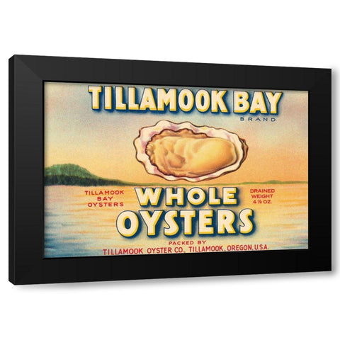 Tillamook Bay Whole Oysters Black Modern Wood Framed Art Print by Retrolabel