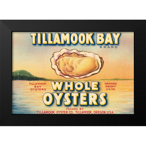 Tillamook Bay Whole Oysters Black Modern Wood Framed Art Print by Retrolabel