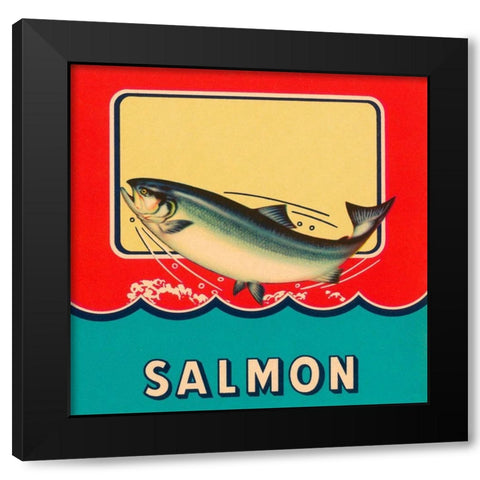 Salmon Black Modern Wood Framed Art Print by Retrolabel