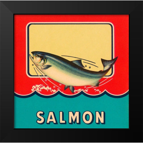 Salmon Black Modern Wood Framed Art Print by Retrolabel