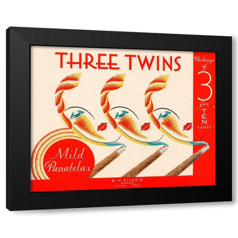 Three Twins Mild Panatelas Black Modern Wood Framed Art Print by Retrolabel