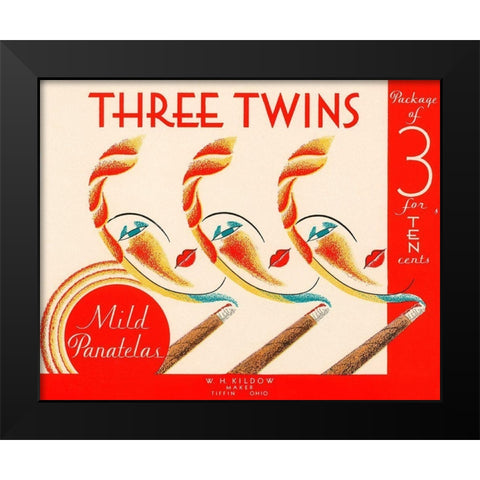 Three Twins Mild Panatelas Black Modern Wood Framed Art Print by Retrolabel