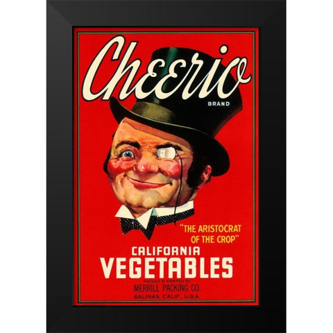 Cheerio Brand California Vegetables Black Modern Wood Framed Art Print by Retrolabel