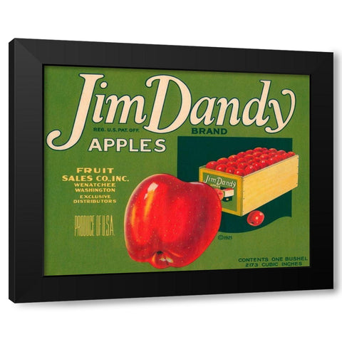 Jim Dandy Brand Apples Black Modern Wood Framed Art Print with Double Matting by Retrolabel
