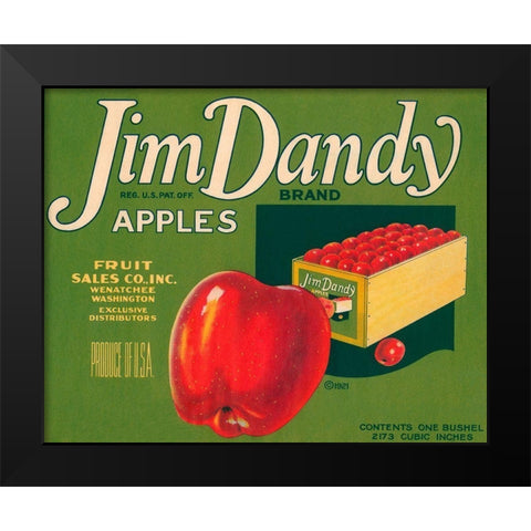 Jim Dandy Brand Apples Black Modern Wood Framed Art Print by Retrolabel