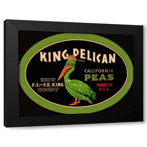 King Pelican California Peas Black Modern Wood Framed Art Print with Double Matting by Retrolabel