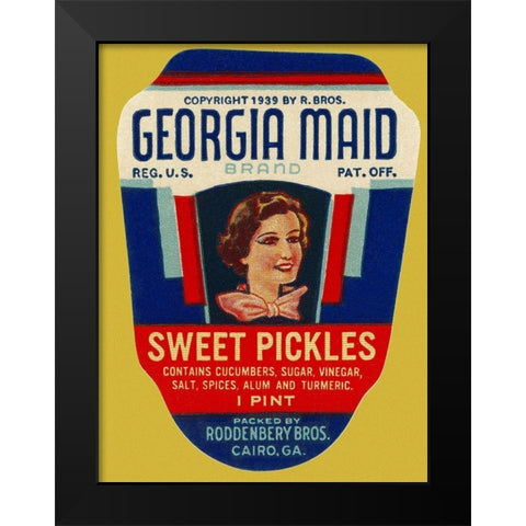 Georgia Maid Sweet Pickles Black Modern Wood Framed Art Print by Retrolabel