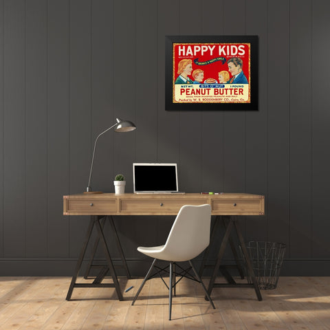 Happy Kids Bits o Nut Peanut Butter Black Modern Wood Framed Art Print by Retrolabel