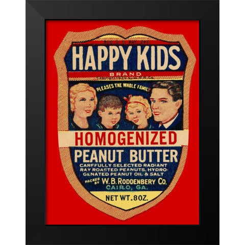 Happy Kids Homogenized Peanut Butter Black Modern Wood Framed Art Print by Retrolabel